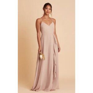 BIRDY GREY Taupe Ruffle Chiffon Maxi Bridesmaid Dress Wedding Neutral - Size XS